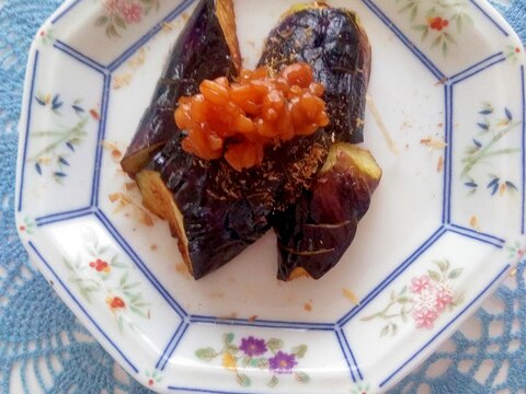 素朴!素揚げなすの金山寺味噌和え